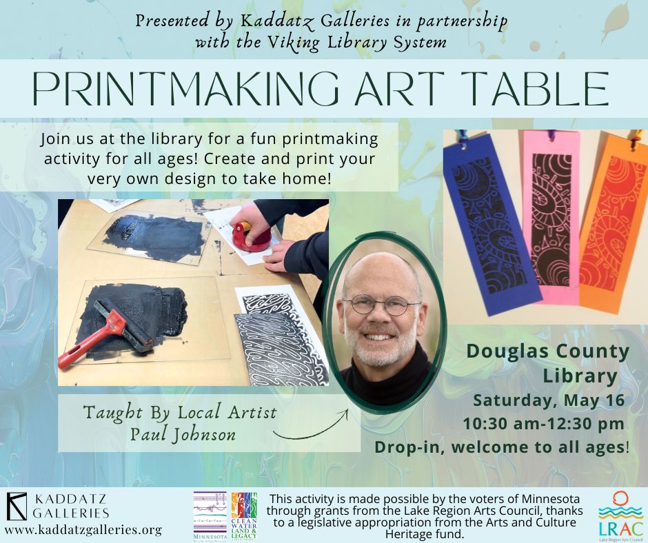 Printmaking art table with Paul Johnson